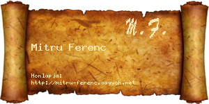 Mitru Ferenc névjegykártya